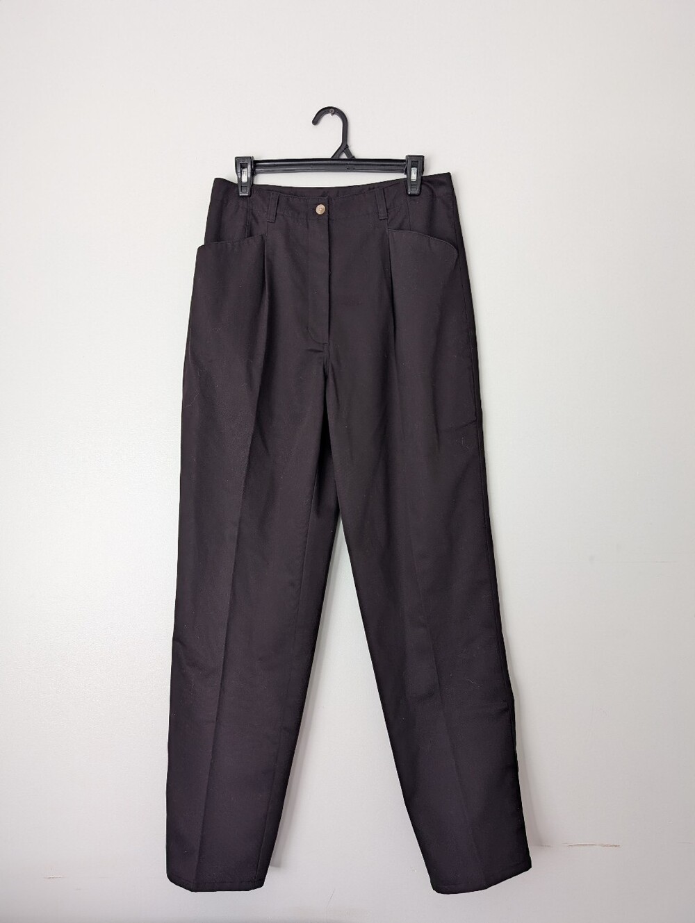 Black Cotton Vintage Pleated Trousers